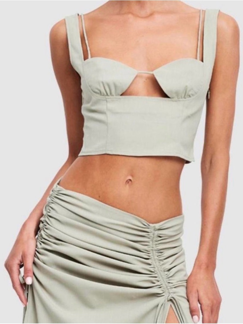 Women’s Sage Cropped Bustier Top - Unbranded
